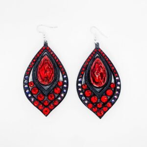 Red Flame – 3D Printed Rhinestone Earrings