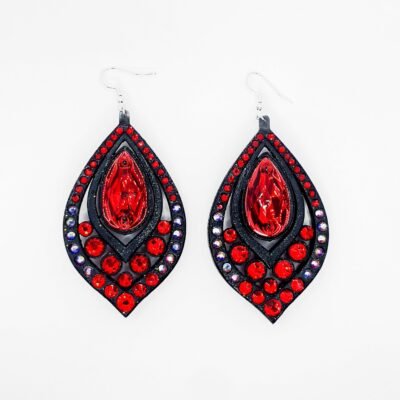 Red Flame – 3D Printed Rhinestone Earrings