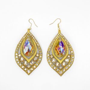Golden Flame – 3D Printed Rhinestone Earrings
