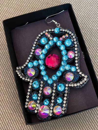 Multi Color Khamsa Earrings - Image 2