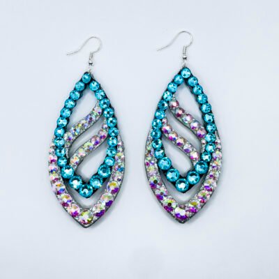 old elegance with these crystal-blue and AB rhinestone earrings