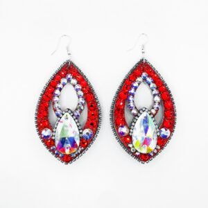 Crimson Flame – Double-Sided Rhinestone Earrings