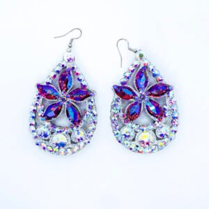 Star Flower Rhinestones Purple Earrings