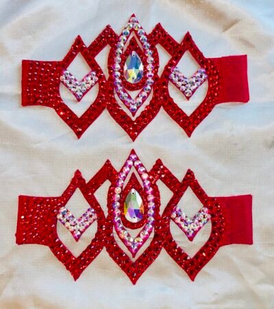 Radiant Scarlet Rhinestone Cuffs - Image 2