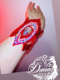 Stunning handmade cuffs, crafted with vibrant red rhinestones and shimmering AB crystals.