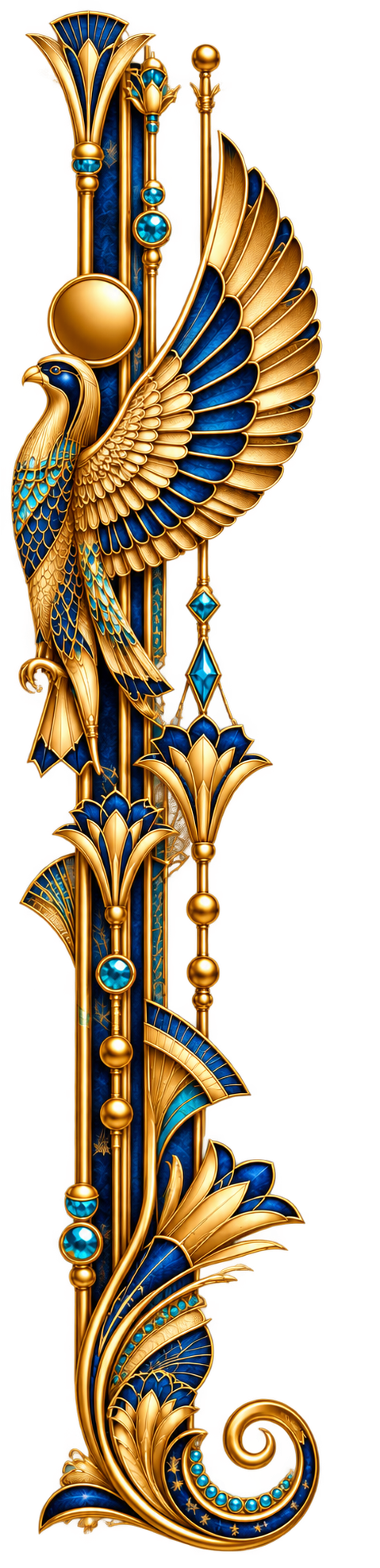 Egyptian Gold and Lapis Winged Border Right