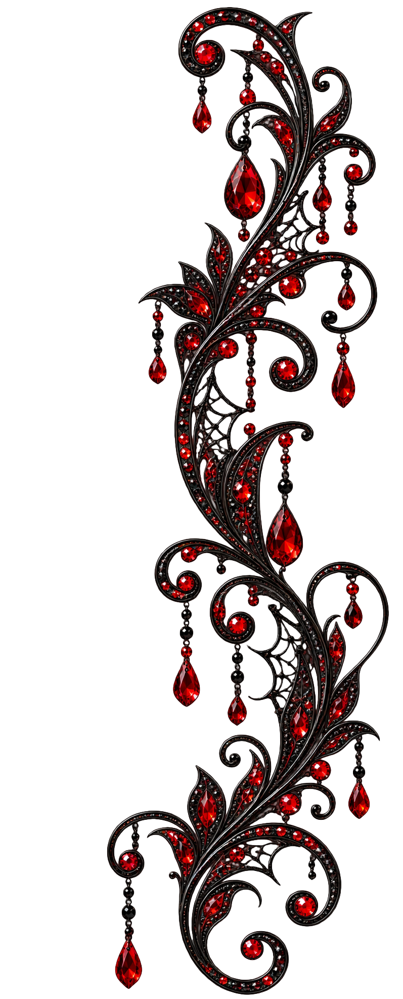 Gothic Ruby Filigree Flourish Right