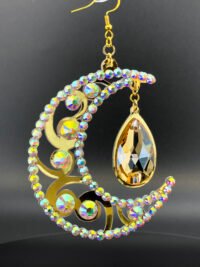 Golden Crescent Crystal Earrings