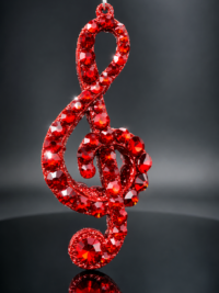 Ruby Red Treble Clef Earring