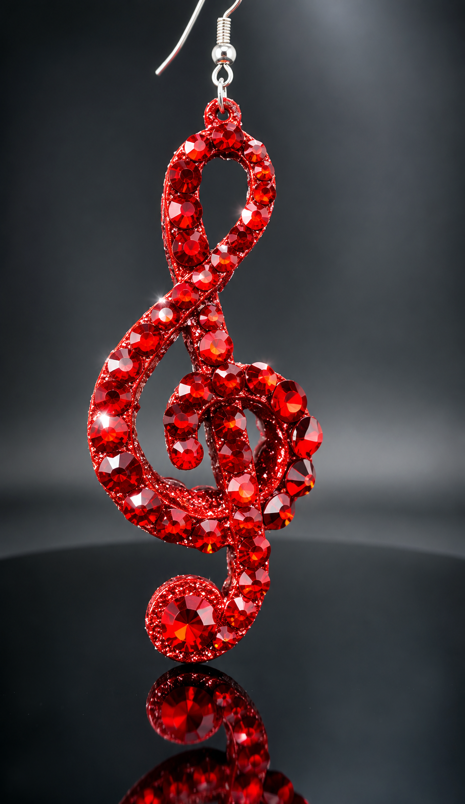 Ruby Red Treble Clef Earring